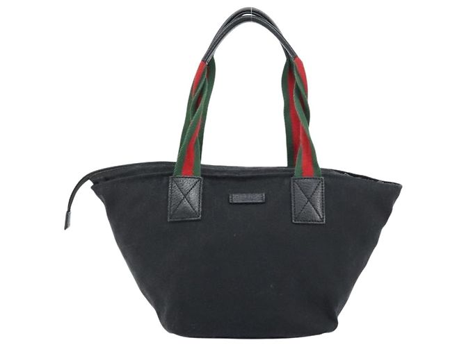 Borsa Tote Web Zip Gucci GG Canvas Media Nero