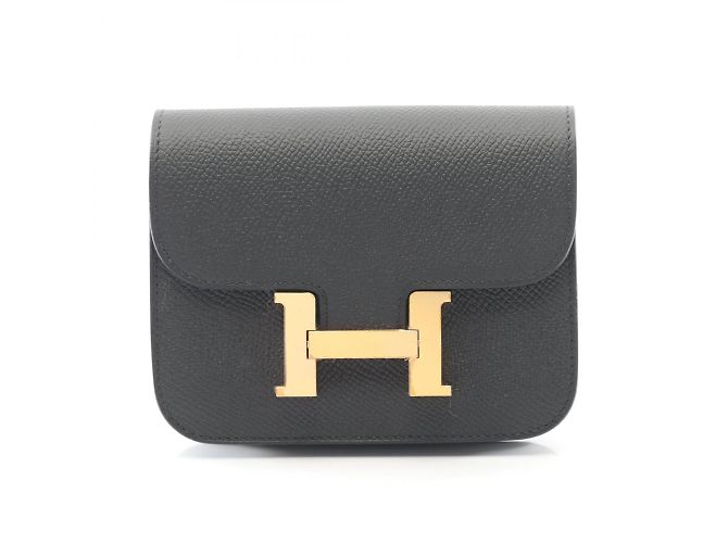Hermès Hermes Constance Slim Bifold Geldbörse Schwarz