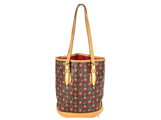 Sac à main Louis Vuitton Monogram Cherry Bucket PM Marron Rouge Monogramme