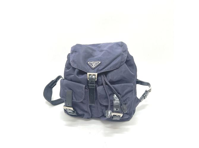 Prada Vela Triangle Logo Plaque Backpack in Purple