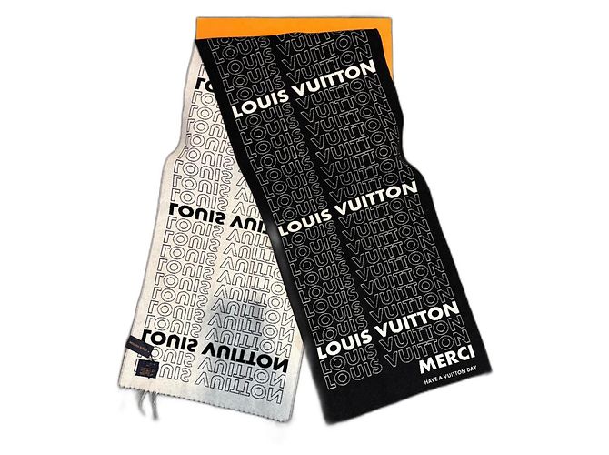 Montsouris Bufanda Louis Vuitton MP2121 de lana negra Negro