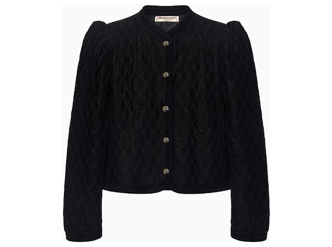 Yves Saint Laurent Rive Gauche Jacke aus schwarzem gestepptem Samt 