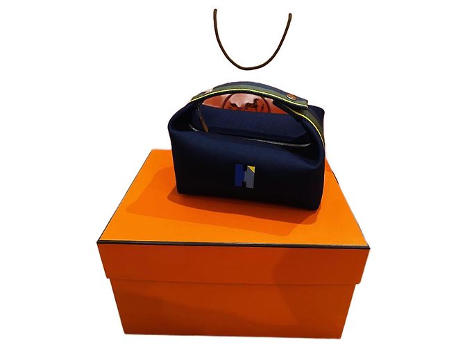 Hermès Bride a Brac Neceser de tela de algodón azul