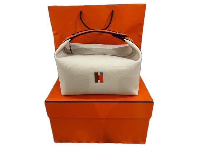 Pochette Hermès Beige in Cotone
