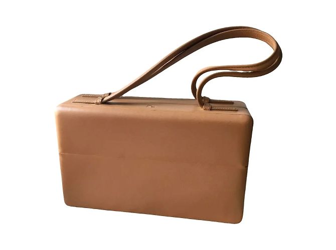 Bolsa retangular Loewe Madrid em couro bege