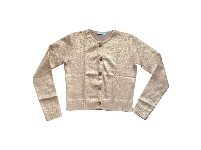Prada Cardigan in Gold Mohair Beige Golden