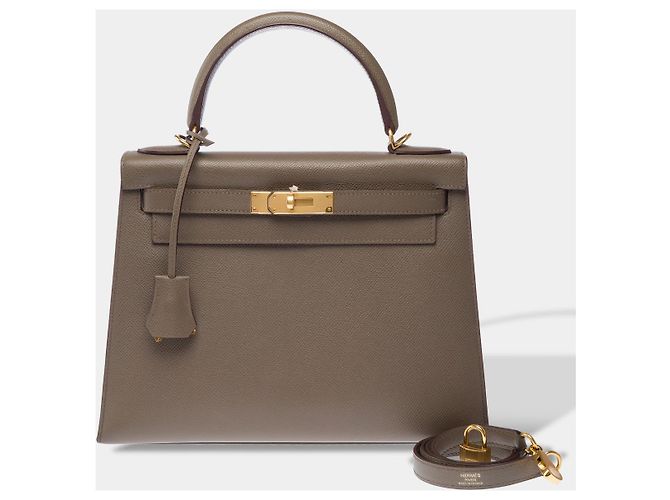 Hermès Bolsa HERMES Kelly 28 em Couro Cinza - 103124