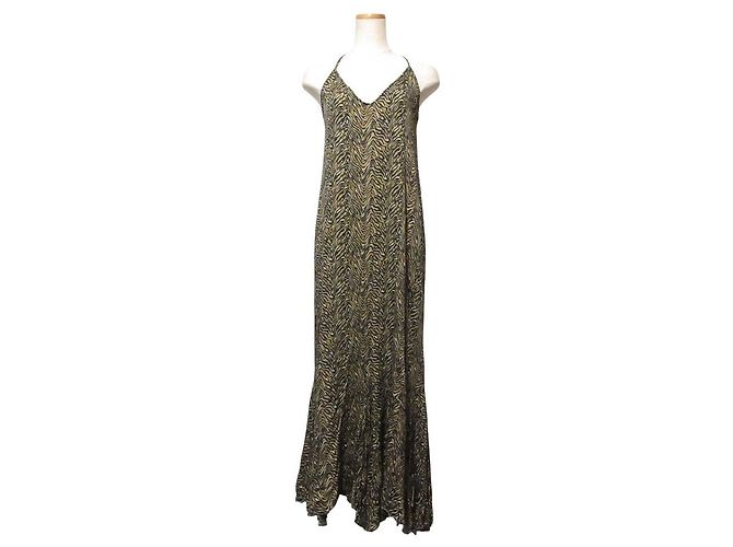 Autre Marque Vestido con estampado de tigre Lisiere Castaño
