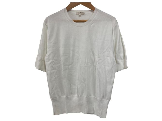 Autre Marque BLAMINK Kurzarm Rundhals Strickpullover Weiß