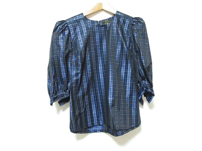 Autre Marque Leilian Karo Pullover Bluse Blau Marineblau