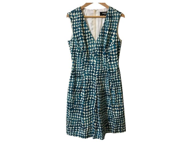 Autre Marque V-Ausschnitt Kleid Paule Ka Weiß Blau