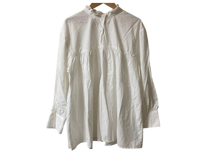 Autre Marque Blusa de franja larga Simplicidade Branco