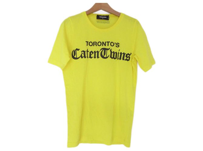 Autre Marque Bedrucktes Baumwoll-T-Shirt von DSQUARED2 Gelb