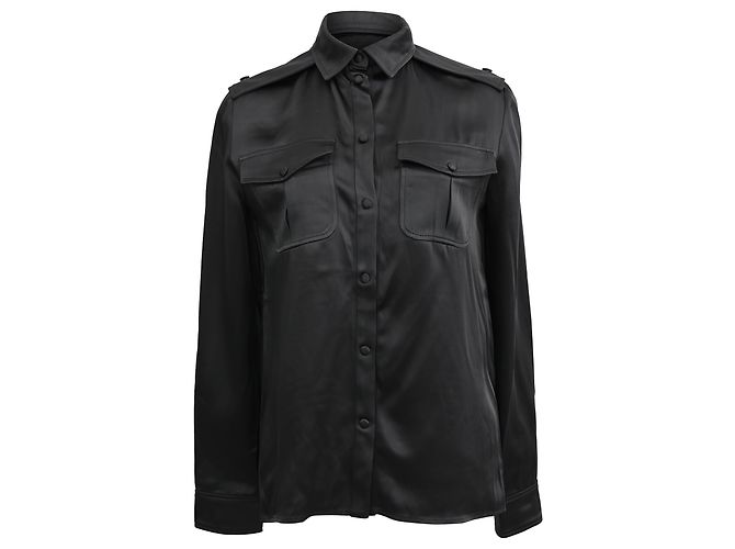 Camisa de cetim preta estilo western Tom Ford em acetato Preto