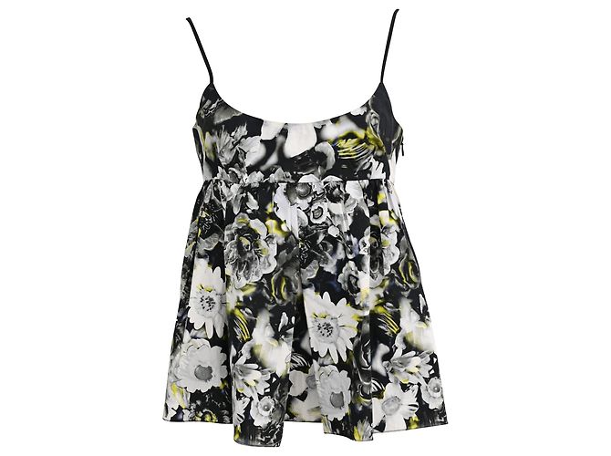Top in cotone multicolore con stampa floreale di Prada