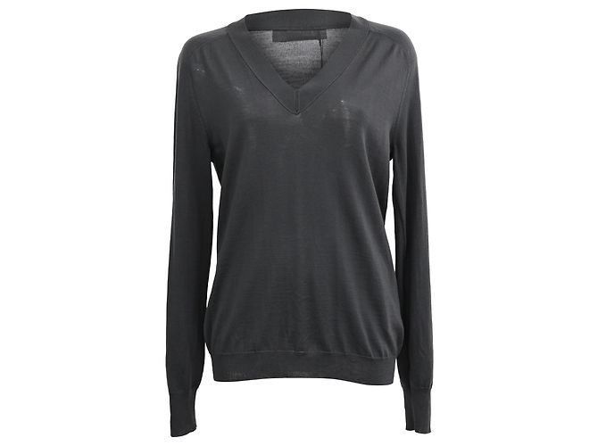 V-Ausschnitt Pullover aus schwarzer Wolle Jil Sander