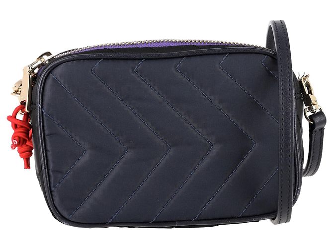 Bolsa de cinto matelassada Sandro Chevron em poliamida azul marinho