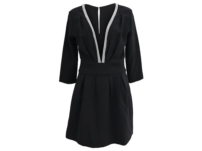 Mini-Kleid mit V-Ausschnitt aus schwarzem Polyester Ba&sh