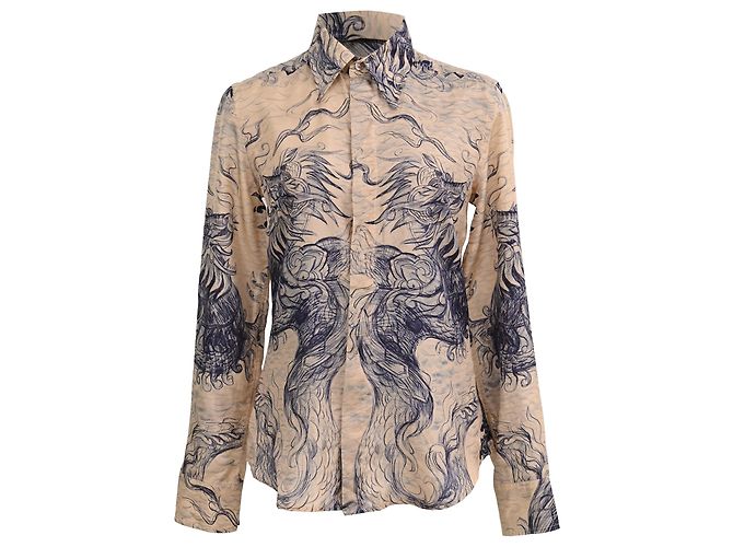 Camicia con bottoni stampata Jean Paul Gaultier in seta multicolore