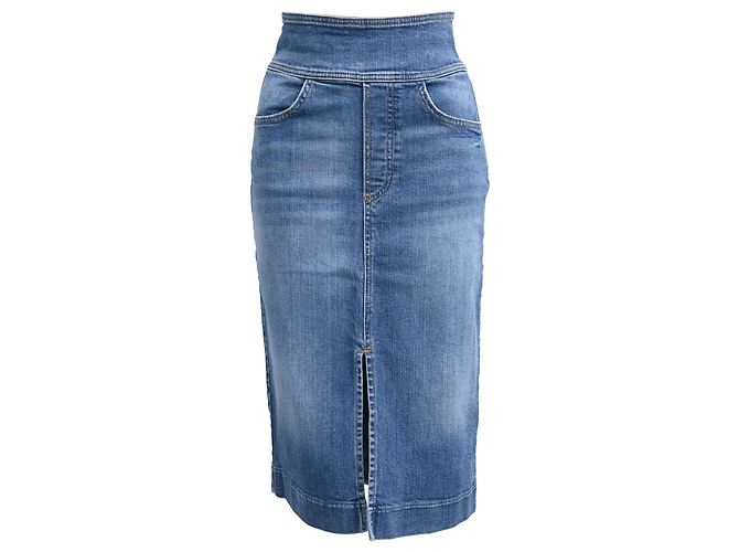 Saia Midi Date Ba&sh em Denim Azul Claro