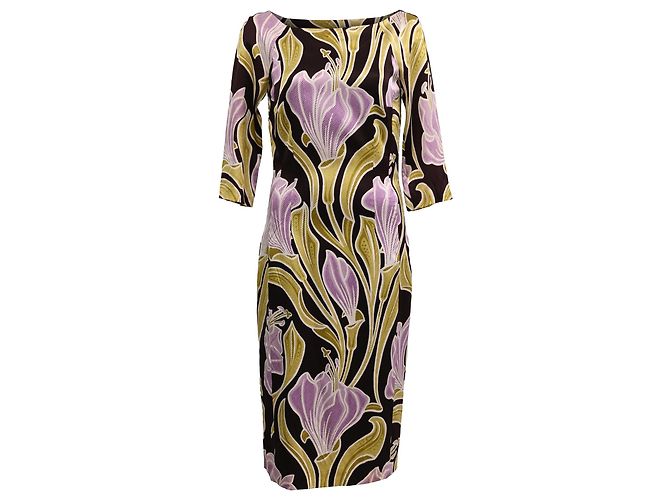 Abito Midi Boss Hugo Boss in Seta con Stampa Floreale