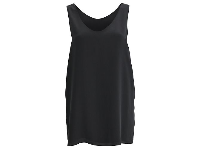 Top sin mangas con escote redondo Chloé en seda negra Negro