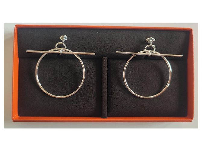Orecchini a cerchio Hermès argentati Argento 