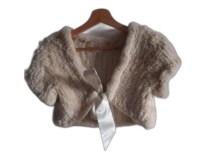 Les Petites Rabbit Fur Bolero Eggshell