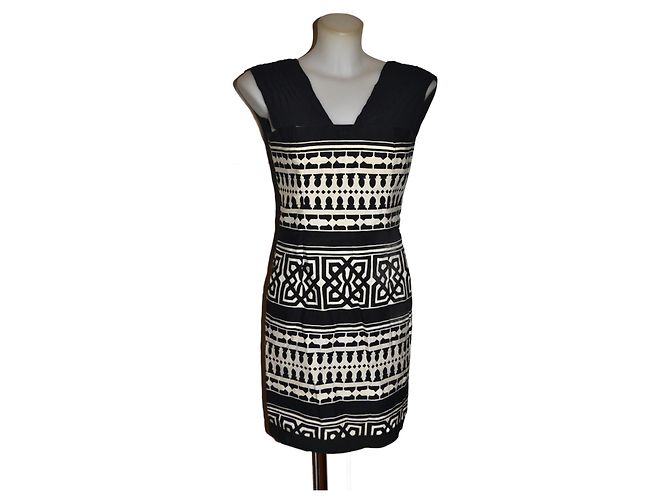 Vestido Genny de seda e algodão preto branco