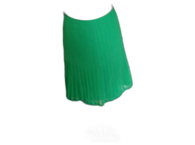 Falda plisada de seda verde Catherine Malandrino Talla 38