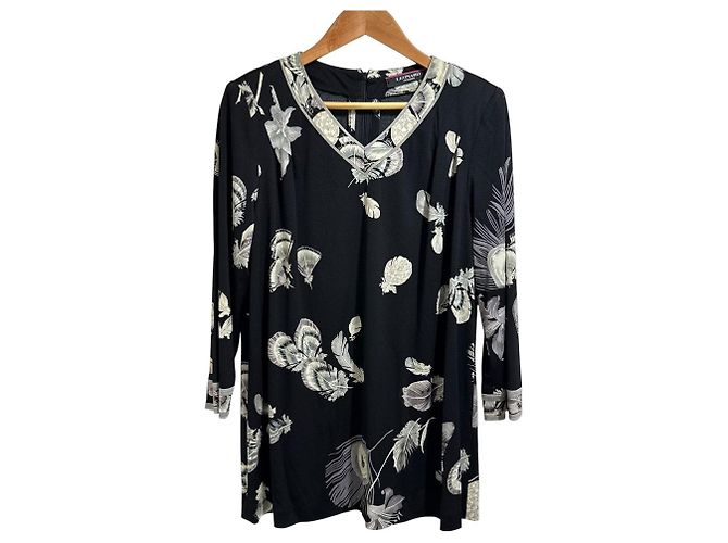Autre Marque LEONARD FASHION CanCan Stretch Pullover Bluse Schwarz