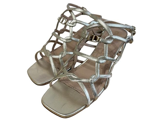 Sandales à Talons Bas Christian Dior Doré