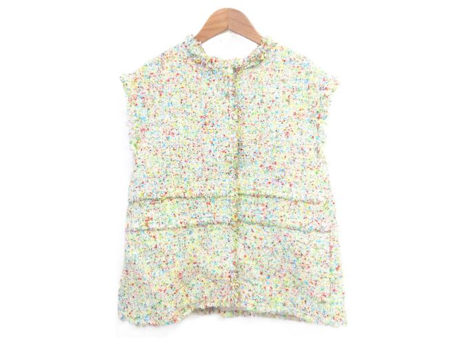 Autre Marque Gilet in Tweed Lame con Frange SPRING Multicolore
