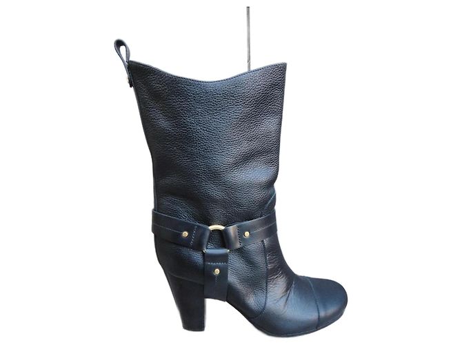 Chloé Black Leather Ankle Boots
