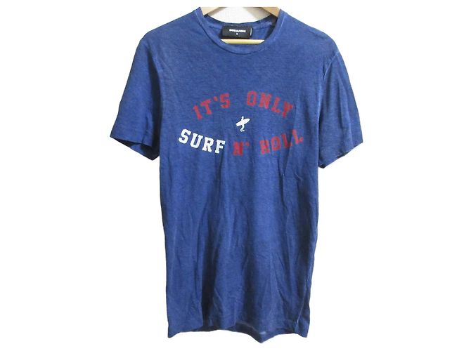 Autre Marque DSQUARED2 Linen Blend T-shirt Blue