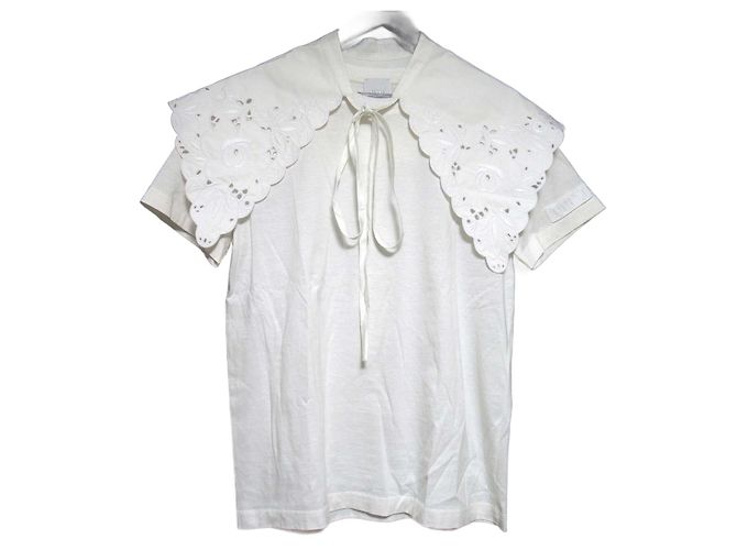 Autre Marque Camiseta de algodón con cuello bordado Patou Blanco