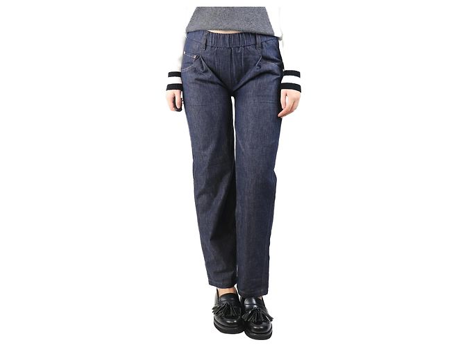 Brunello Cucinelli Indigo elasticated denim trousers - size UK 8 Blue