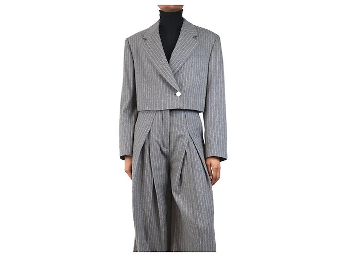 Acne Grey cropped pinstripe blazer - size UK 8