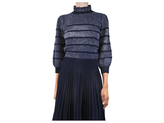 Marc by Marc Jacobs Pull rayé lurex bleu marine - taille XS
