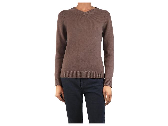 Autre Marque Brauner V-Ausschnitt-Pullover - Größe XS 