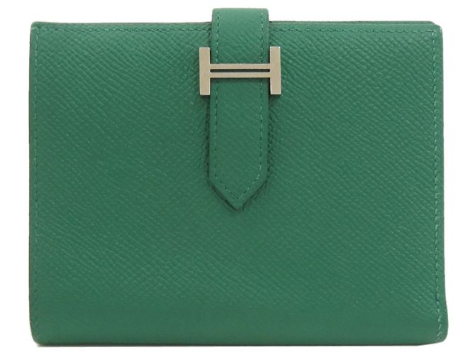 Portefeuille bifold en cuir Epsom Hermès vert