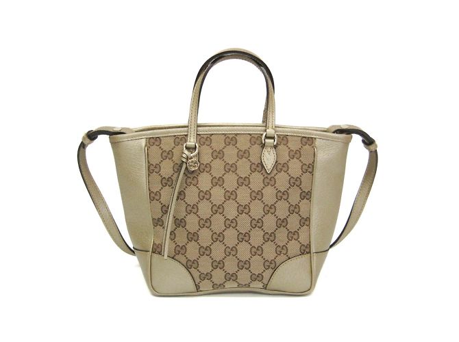Bolsa de mão Gucci GG Canvas Bree Small Bege Dourado