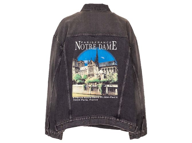 Balenciaga Notre Dame Jeansjacke Anthrazitgrau