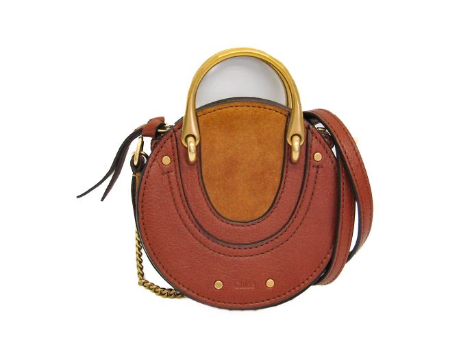 Bolsa de ombro de couro e camurça Chloé Pixie para mulheres Marrom