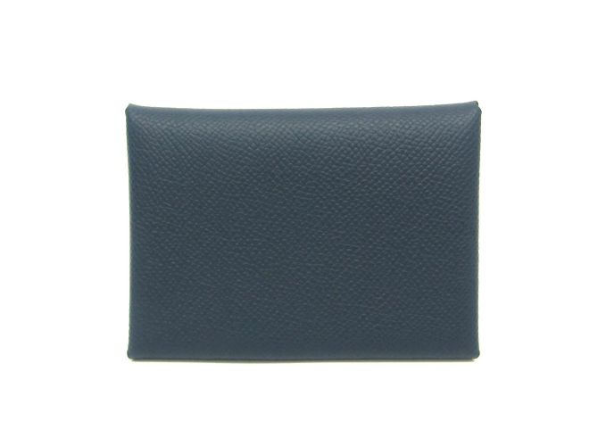Tarjetero Hermès Calvi Duo Verso Azul marino Verde claro