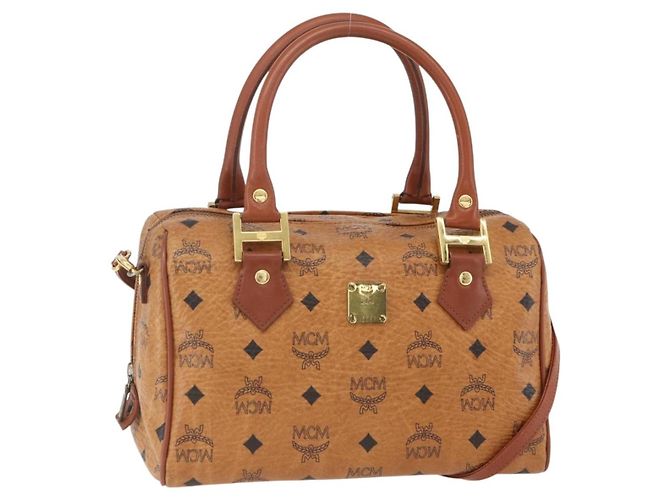 MCM Visetos logogramme Handbag Canvas and Leather Brown 