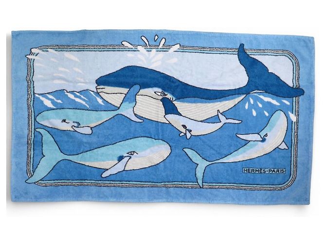 Hermès ASCIUGAMANO DA SPIAGGIA HERMES LE BALENE GM ASCIUGAMANO BLU