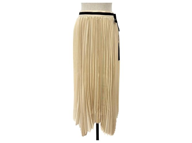 Autre Marque Falda larga de pliegues aleatorios de cinta CYCLAS Beige