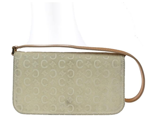 Céline Celine C Macadam Shoulder Suede Beige