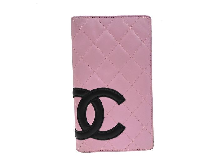 Chanel Cambon Bifold Wallet Leather Pink
